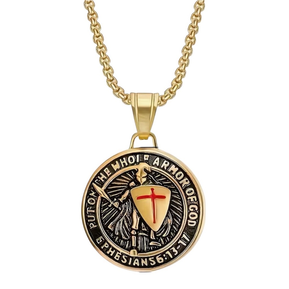 NEW - ARMOR OF GOD LUXURY SET COLLECTION STAINLESS STEEL CHAIN/RING & BRACELET - Picture 4 of 12